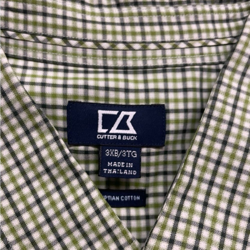 Cutter & Buck Green Plaid Men's Shirt like new size 3XB/3TG like new long sleeve